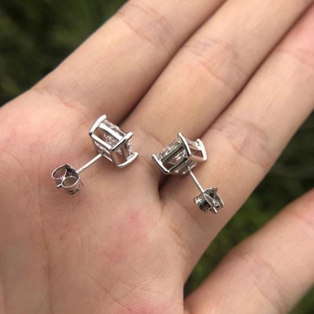 NEW  2.5 CT 925 STERLING DIAMOND SILVER EARRINGS, NICE EARRINGS, CUTE EARRINGS - Picture 6 of 6